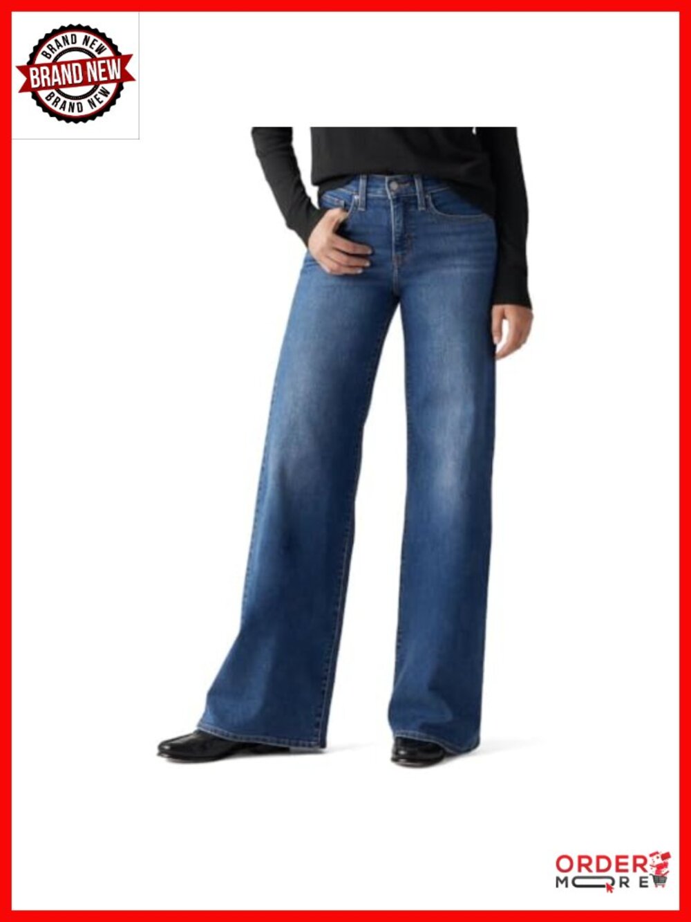 Levi's 318 Shaping Wide-Leg Jeans Mid Rise Stretch Cotton